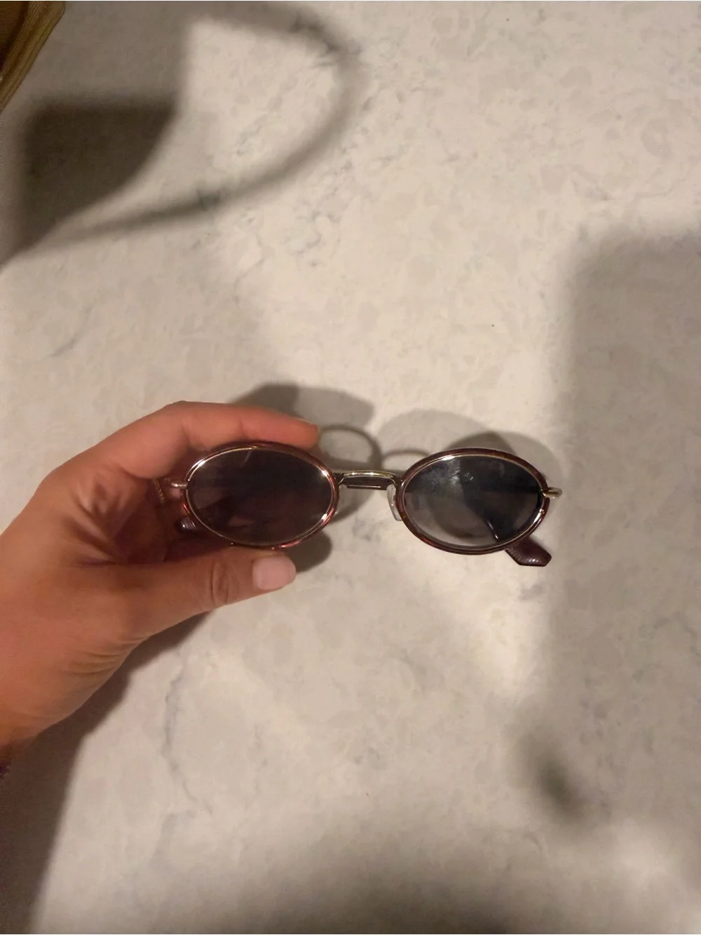 KREWE “KATE” Oval Sunglasses in Bordeaux with Dark Lenses